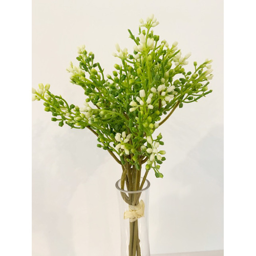 Large View 33cm White Bud Greenery Spray - 5 Stems