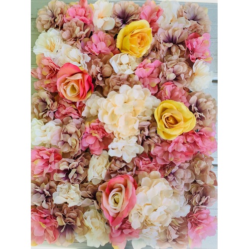 Large View Rose & Hydrangea Flower Wall Mauve/Pink/Peach