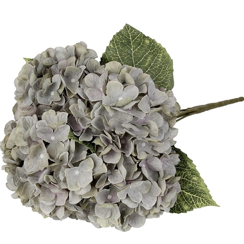 Large View 44cm  5 Head Hydrangea Stem Light  Two Toned  Green/Grey