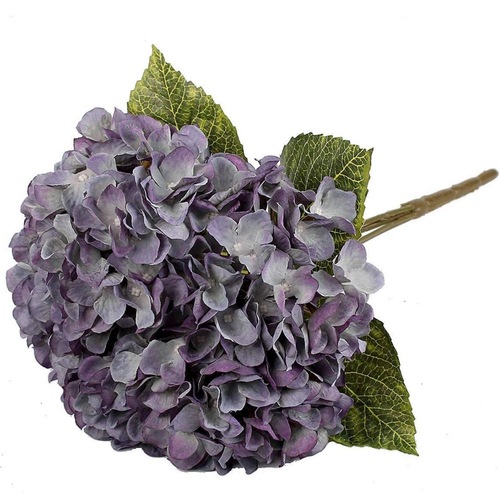 Large View 44cm  5 Head Hydrangea Stem Rustic Purple