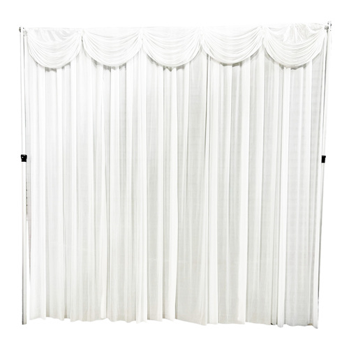 Large View 3m White Ice Silk Backdrop Curtain with Swags