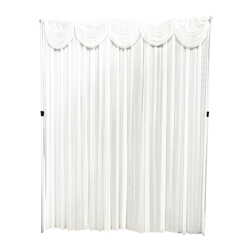 Large View 3mx4m High White Ice Silk Backdrop Curtain with Swags