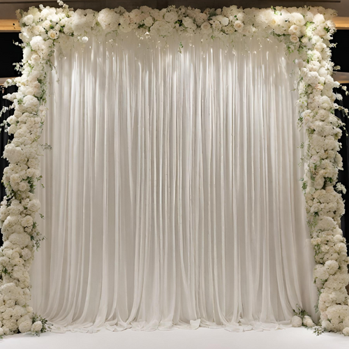 Large View 3mx4m White Ice Silk Backdrop Curtain