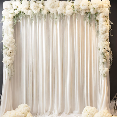 Large View 3x3m White Ice Silk Backdrop Curtain