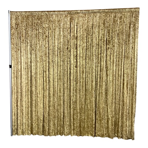 Large View 3x3m - Gold Crushed Velvet Wedding Backdrop Curtain 