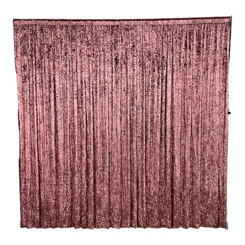 Large View 3x3m - Pink Crushed Velvet Wedding Backdrop Curtain