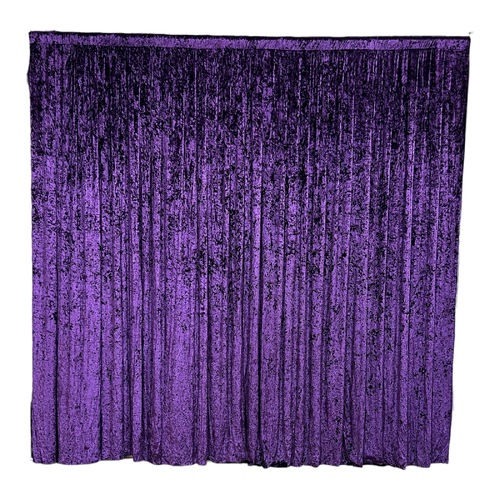 Large View 3x3m - Purple Crushed Velvet Wedding Backdrop Curtain