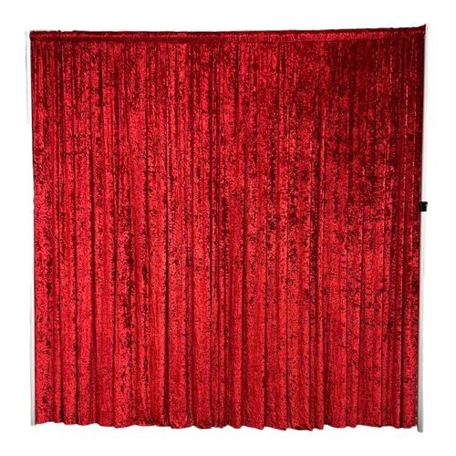 Large View 3x3m - Red Crushed Velvet Wedding Backdrop Curtain