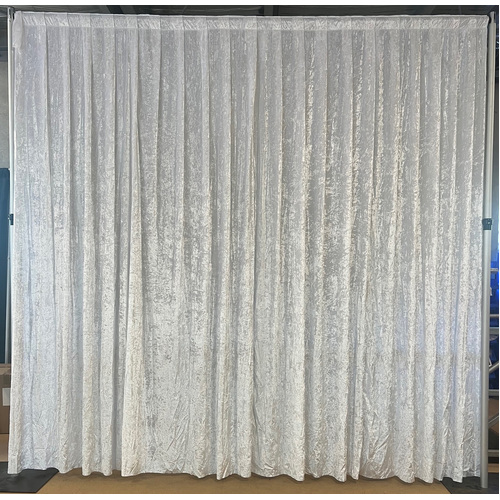 Large View 3x3m - White Crushed Velvet Wedding Backdrop Curtain