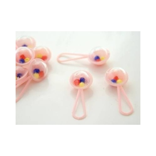 Large View Baby Shower Rattle - Pink - 12pk