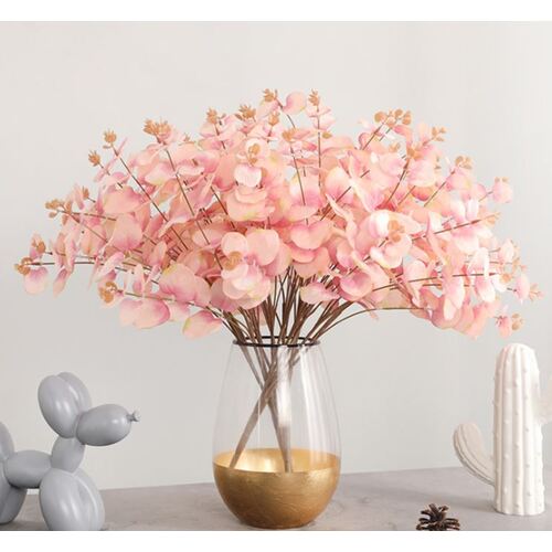 Large View 48cm Pink Native Eucalyptus Leaf Bunch (Silver Dollar) 