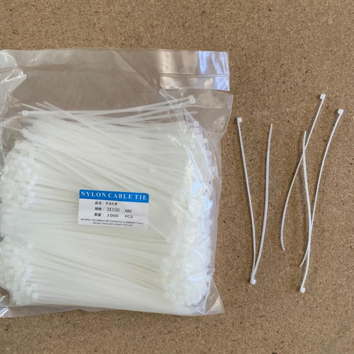 Large View 1000pcs -  White zipties 15cm