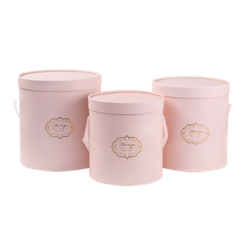 Large View Set of 3 Cylinder Hat Gift Box Set - Pink