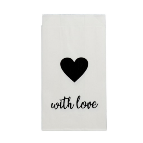 Large View Wedding Cake Bags - Solid Black Heart 45pcs