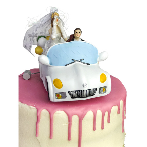 Large View Cake Topper - Just Married Car