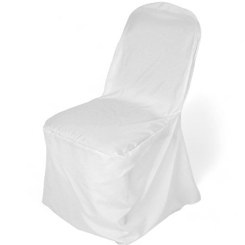 Large View Polyester Banquet Chair Cover - White