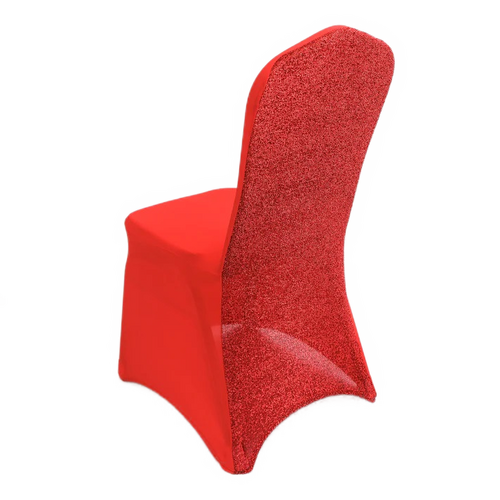 Large View Lycra Chair Cover Mesh Glitter - Red