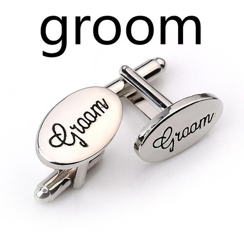 Large View Silver Cufflinks - Groom