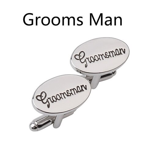 Large View Silver Cufflinks - Groomsman