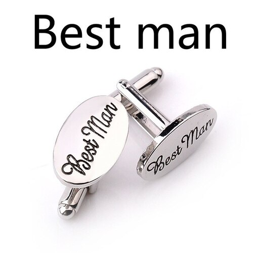 Large View Silver Cufflinks - Best Man