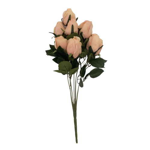 Large View 45cm - 9 Head Rose Bud Bush - Soft Pink