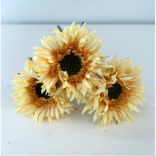 Large View 3 Head Gerbera Daisy Bouquet - Dusty Yellow