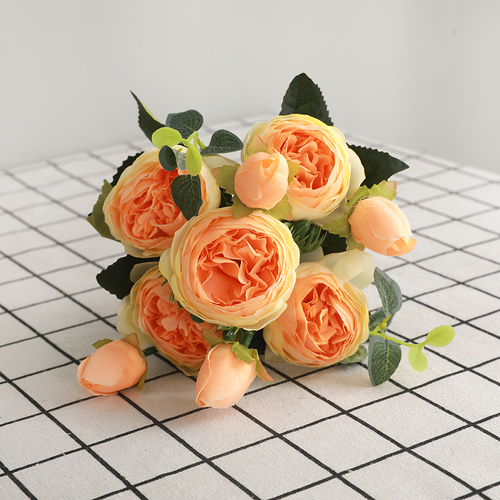 Large View 30cm 9 Head Small Filler Flower Bunch - Peach