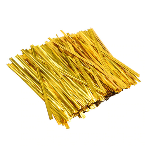 Large View 100pcs - 8cm Twist Ties - Gold