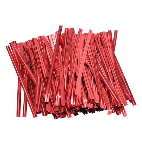 Large View 100pcs - 8cm Twist Ties - Red