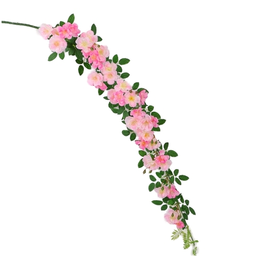 Large View 1.3m Rambling Rose Style Garland - Pinks