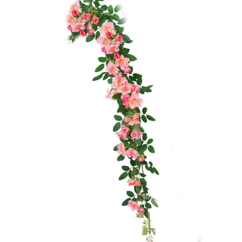 Large View 1.3m Rambling Rose Style Garland - Salmon Pink