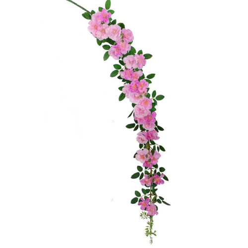 Large View 1.3m Rambling Rose Style Garland - Pink/Purple