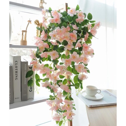 Large View 90cm Rambling Rose Vine/Garland - Salmon Pink