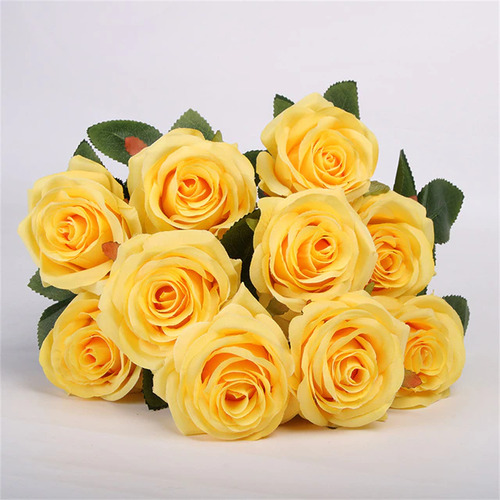 Large View 47cm - Deluxe 10 Head Rose Bush - Yellow