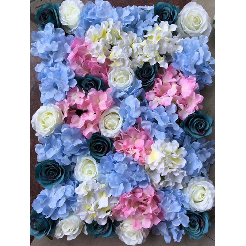 Large View Rose & Hydrangea Flower Wall Pink/Blues