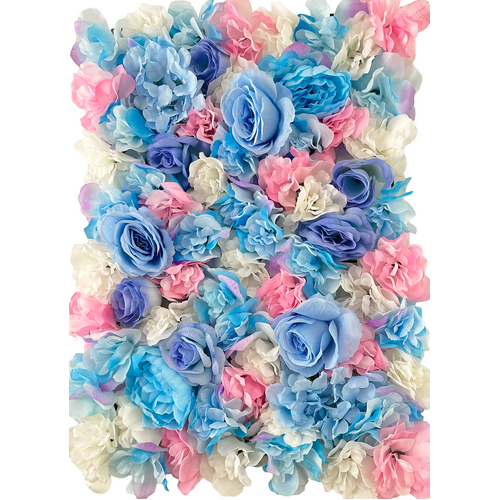 Large View Rose/Hydrangea Flower Wall Pink/Blue Baby Shower
