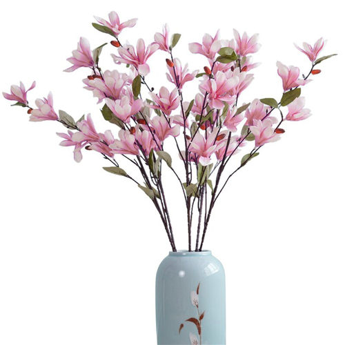 Large View 88cm Pink/White Magnolia Stem