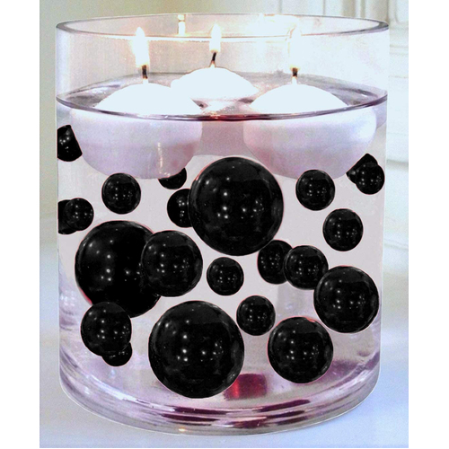 Large View Black Floating Pearls - Centerpiece Vase Filler