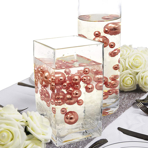 Large View Rose Gold Floating Pearls - Centerpiece Vase Filler