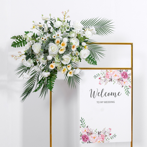 Large View 80cm - Rose & Fern Floral Arch/Sign Corner Arrangment