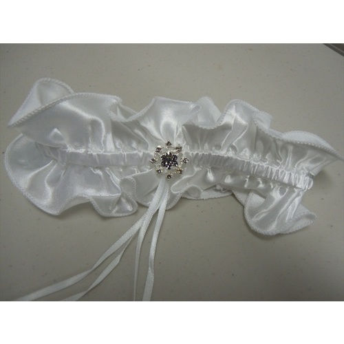 Large View Garter Wedding - Rhinestone - Ivory CLEARANCE