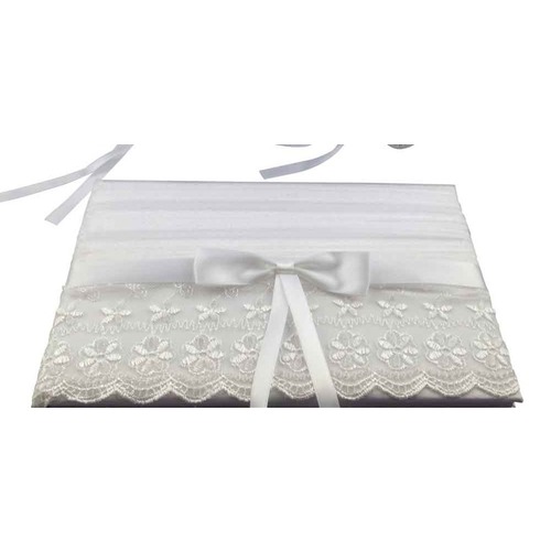 Large View Wedding Guest Book - White/Ivory Lace