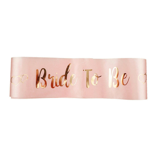 Large View Bride to Be Sash - Pink with Gold Writing