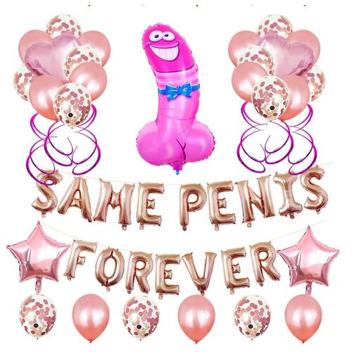 Large View Pink Hens Party Naughty Balloon & Decorating Kit 