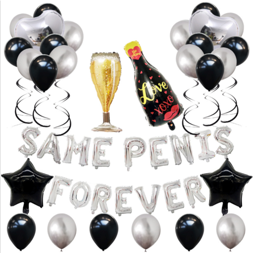 Large View Black/Silver Hens Party Naughty Balloon & Decorating Kit