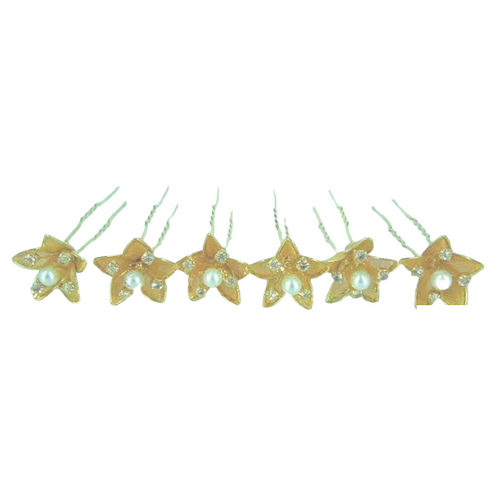 Large View  Hair Pins Wedding - Gold Flower 12pk