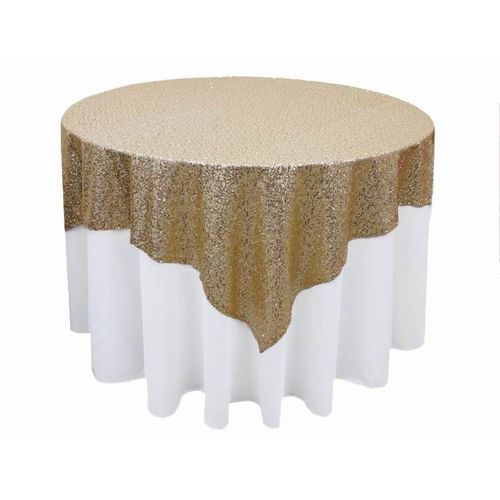 Large View Stunning Sequin Table Square Overlay 228cm - Gold