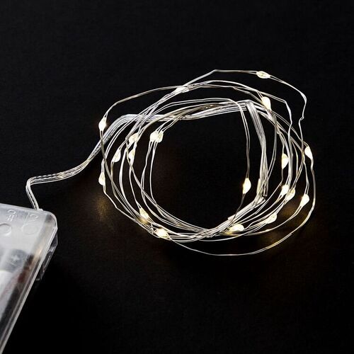 Large View 1m White inLine LED Fairy String Lights 