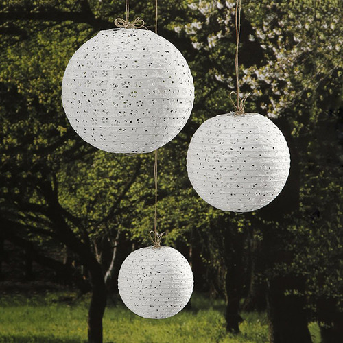 Large View  20cm (8inch) - White Flower Pattern Paper Lantern