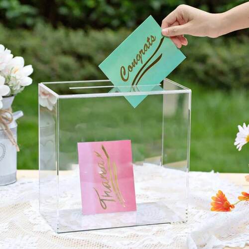 Large View Clear Acrylic Wedding Card Box  - wishing well